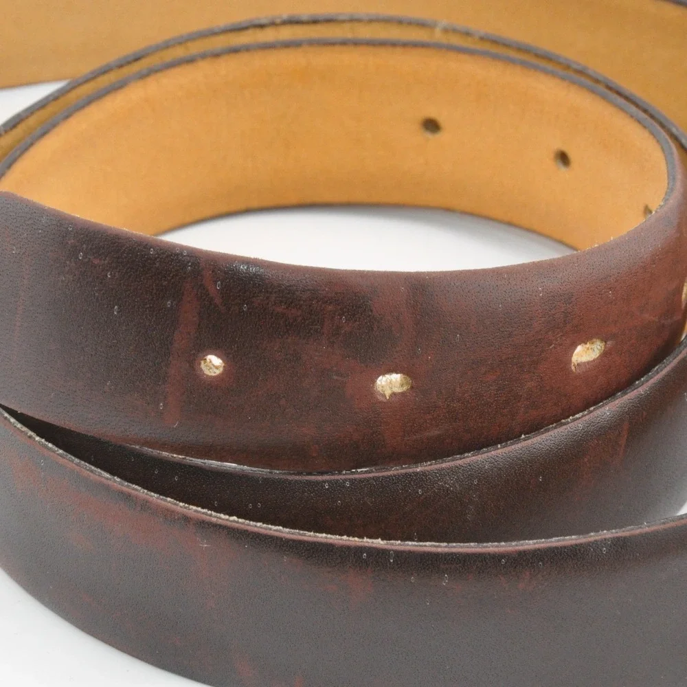 Vintage MCM Leather Belt 40/100 Dark Brown Good‎ Two-Tone Buckle Dress Classic